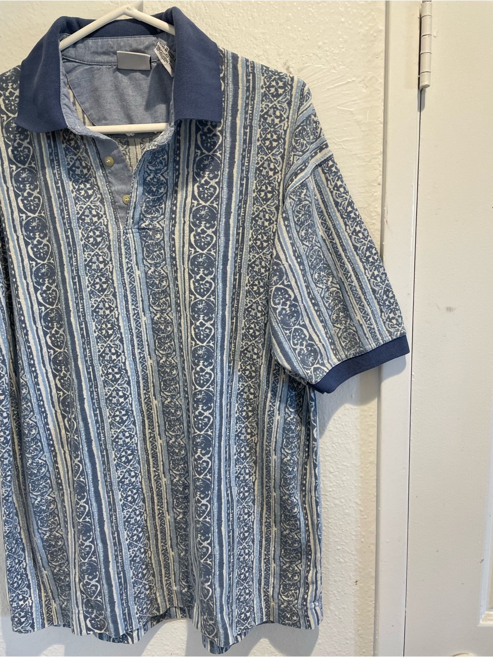 💠 Vintage 90s Bugle Boy Geometric Polo Shirt Men's XL - Picture 3 of 5